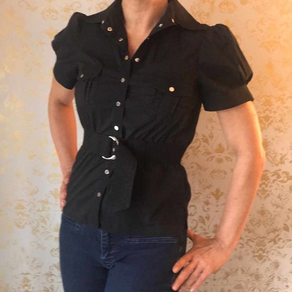 Bebe black belted Top size small